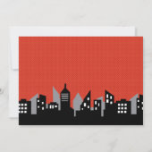 Superheld Boy 1st Birthday Cityscape Party Foto Kaart (Achterkant)