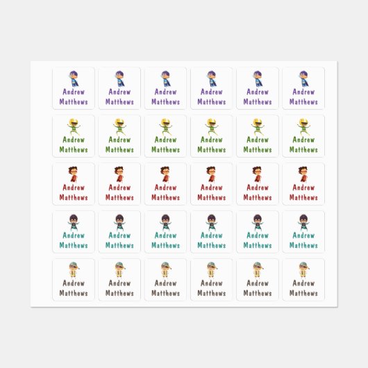 Superheld Boy Aangepaste Aangepaste Naam Kleding Labels (Vel)