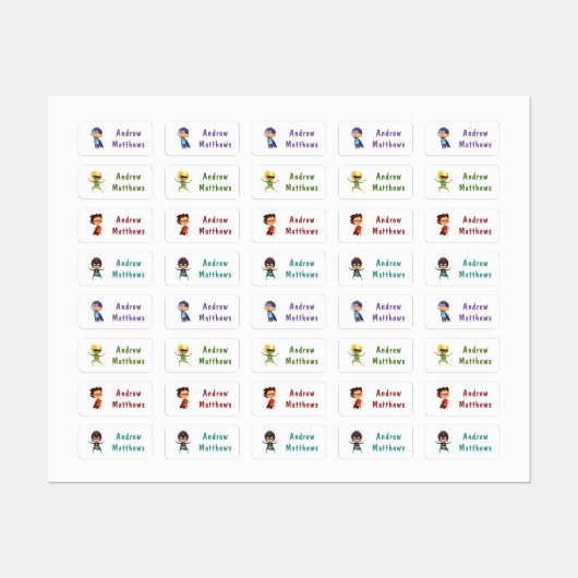 Superheld Boy Aangepaste Aangepaste Naam Kleding Labels (Vel)