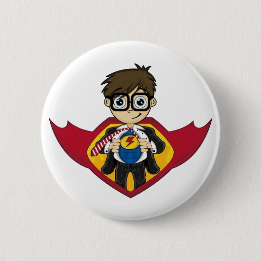 Superheld Boy Badge Ronde Button 5,7 Cm (Voorkant)
