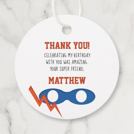 Superheld Boy Bedankjes Labels (Achterkant)