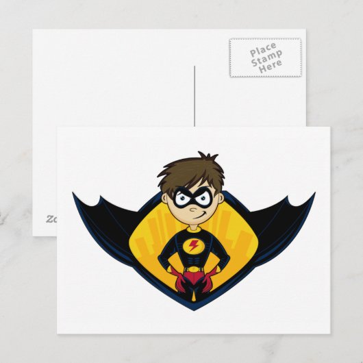 Superheld Boy Briefkaart (Voorkant / Achterkant)