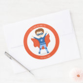 Superheld Boy Dit boek behoort tot de klassieke ro Ronde Sticker (Envelop)