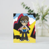 Superheld Boy in City Card Briefkaart (Staand voorkant)