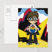 Superheld Boy in City Card Briefkaart (Voorkant / Achterkant)