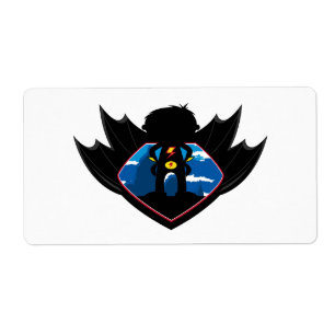 Superheld Boy in Winged Shield Etiket