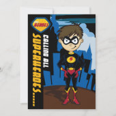 Superheld Boy Party Invite Kaart (Voorkant)