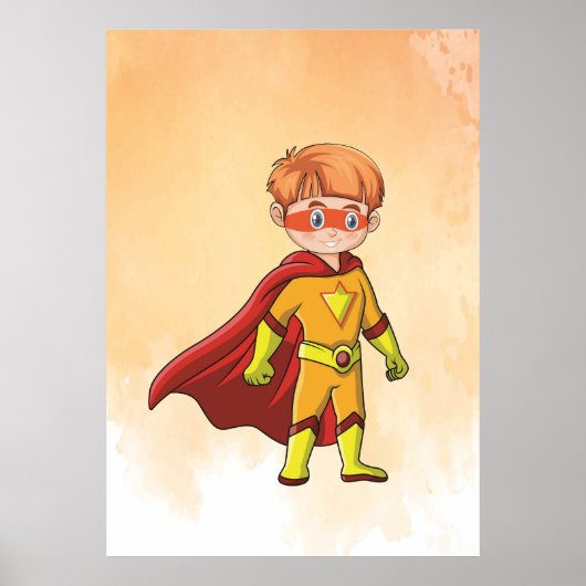 Superheld Boy Red Cape ! Moedige Kinder muurkunst Poster (Voorkant)