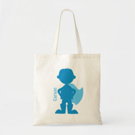 Superheld Boy Silhouette Personalized Blue Tote Bag