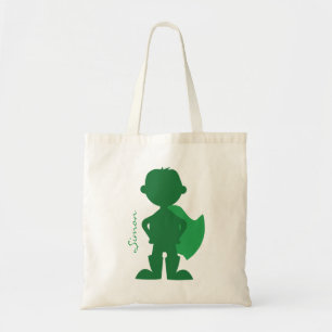 Superheld Boy Silhouette Persoonlijk Groen Tote Bag