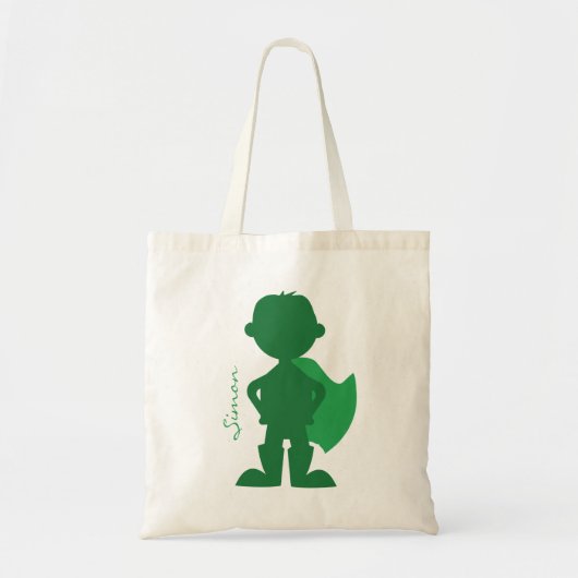 Superheld Boy Silhouette Persoonlijk Groen Tote Bag (Voorkant)