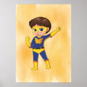 Superheld Boy Yellow Suit ! Leuke Kinder afdrukbar Poster (Voorkant)