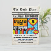 Superheld Boy's Newspaper Comic Style Birthday Kaart (Staand voorkant)