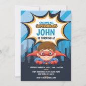 Superheld, bruin haar, feestuitnodiging 5x7 kaart (Voorkant)