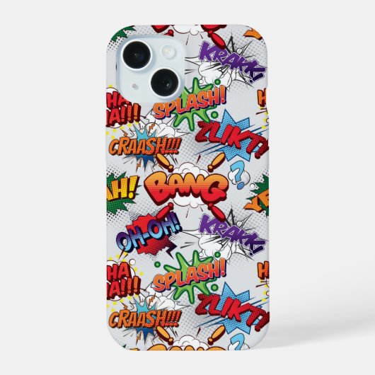 Superheld Bubbel Patroon iPhone 15 Case (Achterkant)