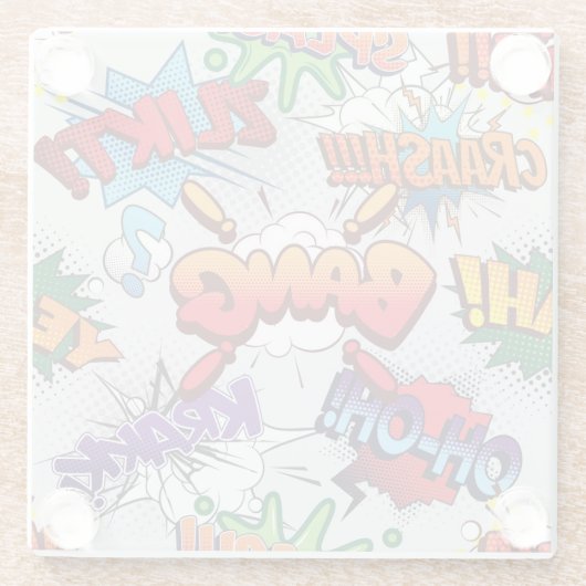 Superheld Bubble-patroon Glazen Onderzetter (Achterkant)