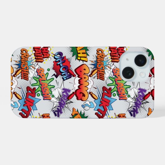 Superheld Bubble-patroon iPhone 15 Case (Achterkant horizontaal)