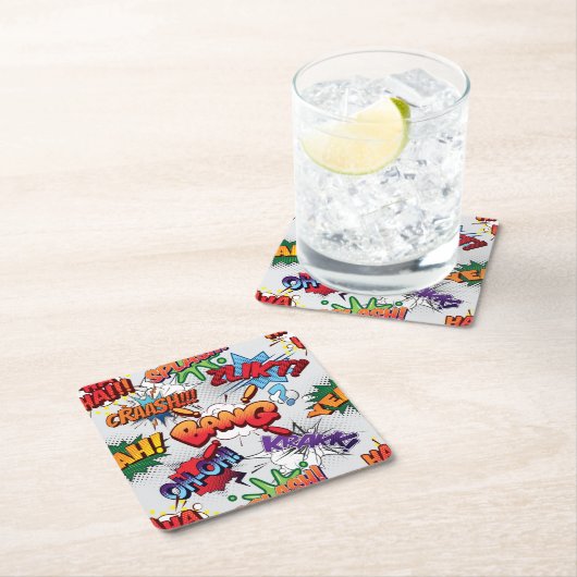 Superheld Bubble-patroon Kartonnen Onderzetters (Insitu)