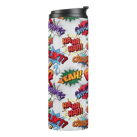 Superheld Bubble-patroon Thermosbeker (Gedraaid links)