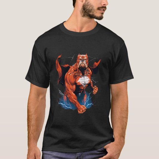 Superheld Bulldog Rode Kap Superheld Hond T-shirt (Voorkant)