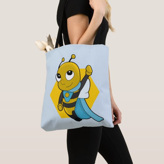Superheld cartoon canvas tas (Dichtbij)