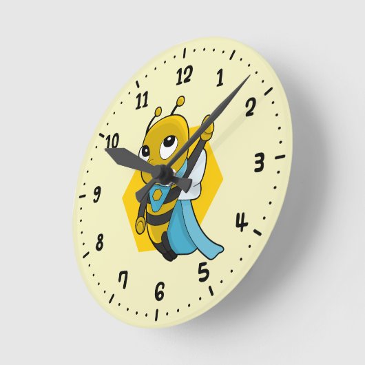 Superheld cartoon  ronde klok (Hoek)