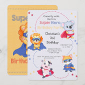 Superheld Cartoons Boy Birthday Party Kaart (Voorkant / Achterkant)