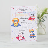 Superheld Cartoons Boy Birthday Party Kaart (Staand voorkant)