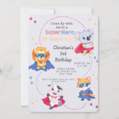 Superheld Cartoons Boy Birthday Party Kaart (Voorkant)