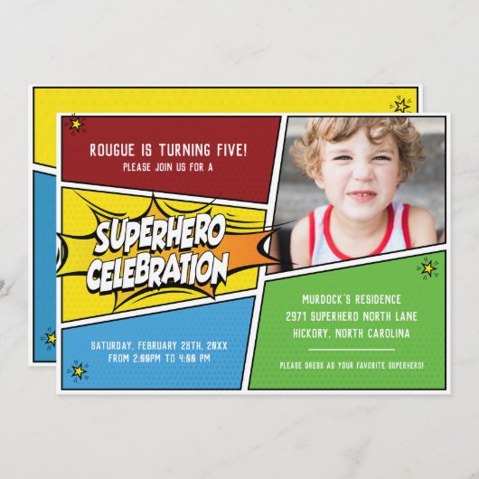 Superheld Celebration Kaart (Voorkant / Achterkant)