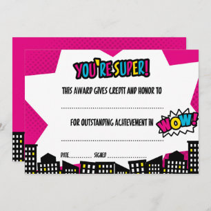 Superheld Certificate, Diploma Kaart