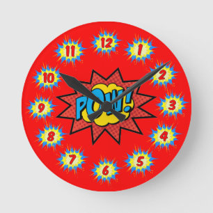 Superheld Colorful Retro  Ronde Klok
