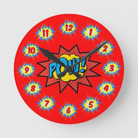 Superheld Colorful Retro Ronde Klok (Voorkant)