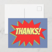 Superheld Comic Bedankt Briefkaart (Voorkant / Achterkant)