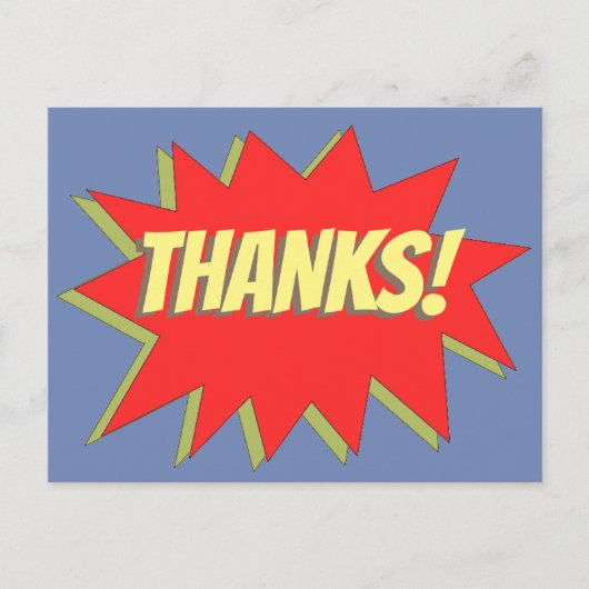 Superheld Comic Bedankt Briefkaart (Voorkant)