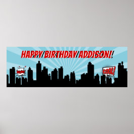 Superheld Comic Birthday Party Banner Poster