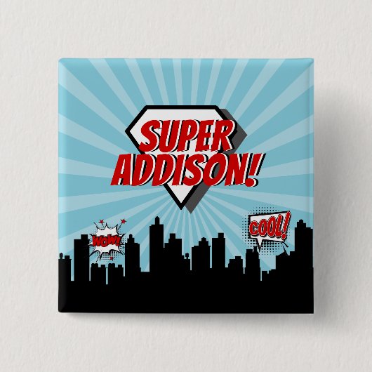 Superheld Comic Birthday Party Button (Voorkant)