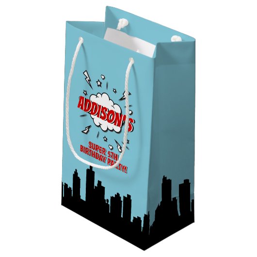 Superheld Comic Birthday Party Gift Bag Klein Cadeauzakje (Achterkant Gekanteld)