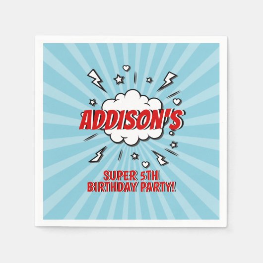 Superheld Comic Birthday Party Paper Napkin Servet (Voorkant)