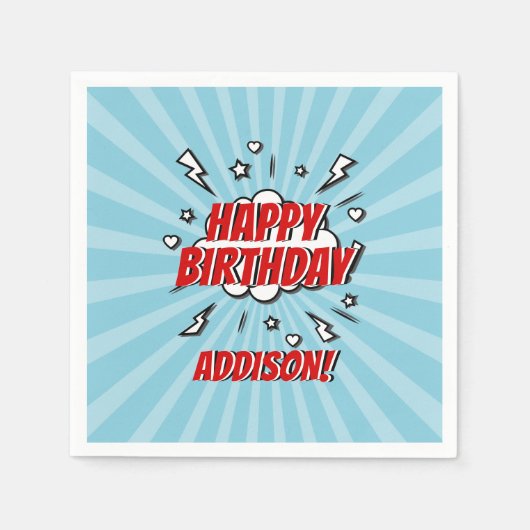 Superheld Comic Birthday Party Paper Napkin Servet (Voorkant)