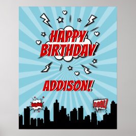 Superheld Comic Birthday Party Poster