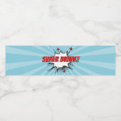 Superheld Comic Birthday Party Water Bottle Label Waterfles Etiket (Enkel label)