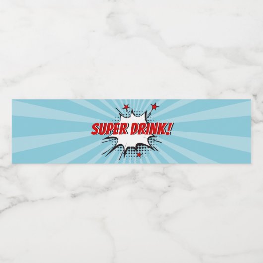 Superheld Comic Birthday Party Water Bottle Label Waterfles Etiket (Enkel label)