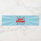 Superheld Comic Birthday Party Water Bottle Label Waterfles Etiket (Enkel label)