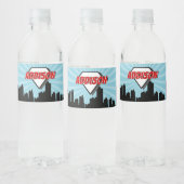 Superheld Comic Birthday Party Water Bottle Label Waterfles Etiket (Flessen)