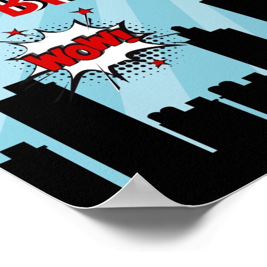 Superheld Comic Birthday Party Welcome Poster (Hoek)