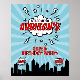 Superheld Comic Birthday Party Welcome Poster
