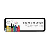 Superheld Comic Boek Thema Adres Etiket (Voorkant)