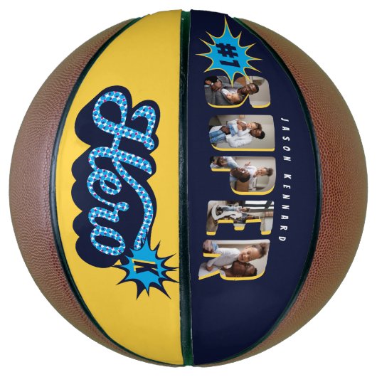 Superheld Comic Book #1 Aangepast fotoMonogram op Basketbal (Verticaal)