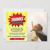 Superheld Comic Book Any Age Birthday Foto Bedankkaart (Voorkant)